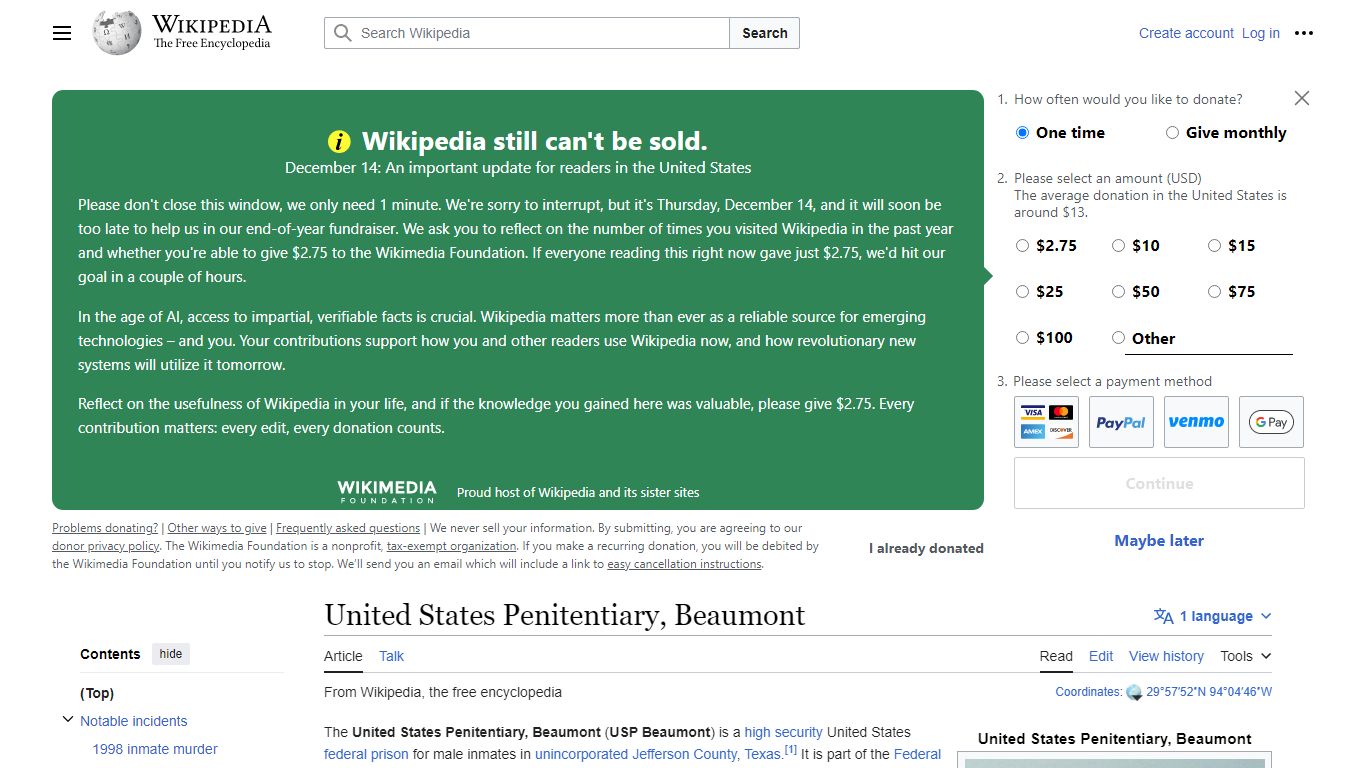 United States Penitentiary, Beaumont - Wikipedia
